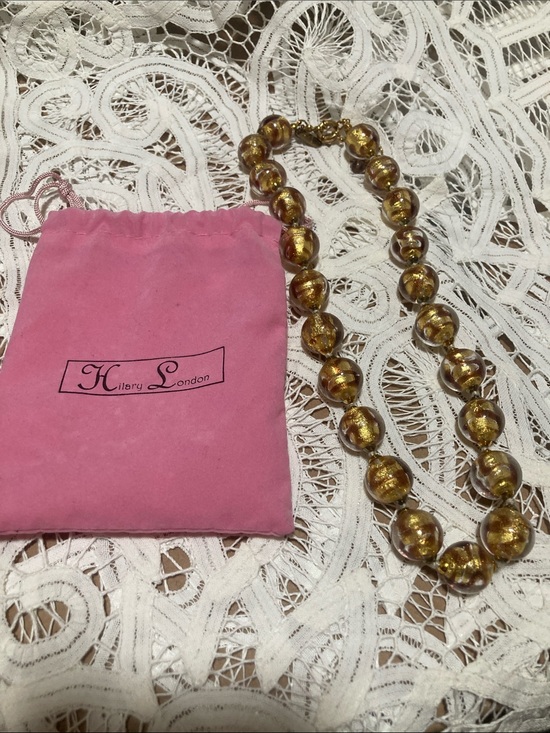 Hilary London Jewelry - Gold Glass Bead Necklace